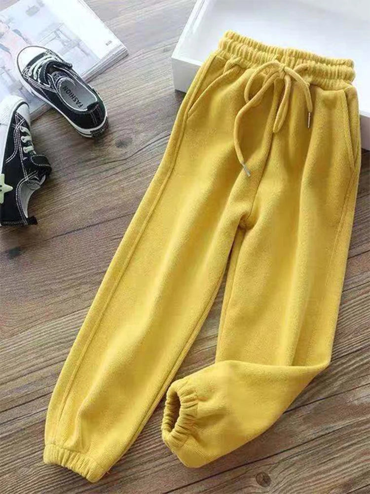 Winter Women Harem Pants Fleece Long Thicken Y2K