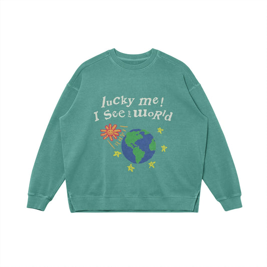 Lucky Me I See the World Graphic Hoodie - Streetwear Style