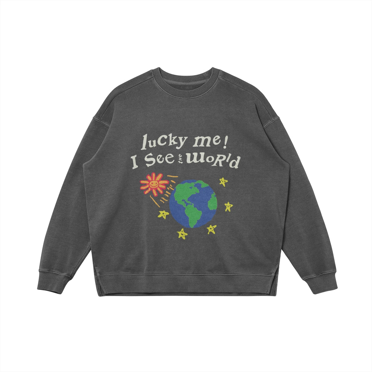 Lucky Me I See the World Graphic Hoodie - Streetwear Style