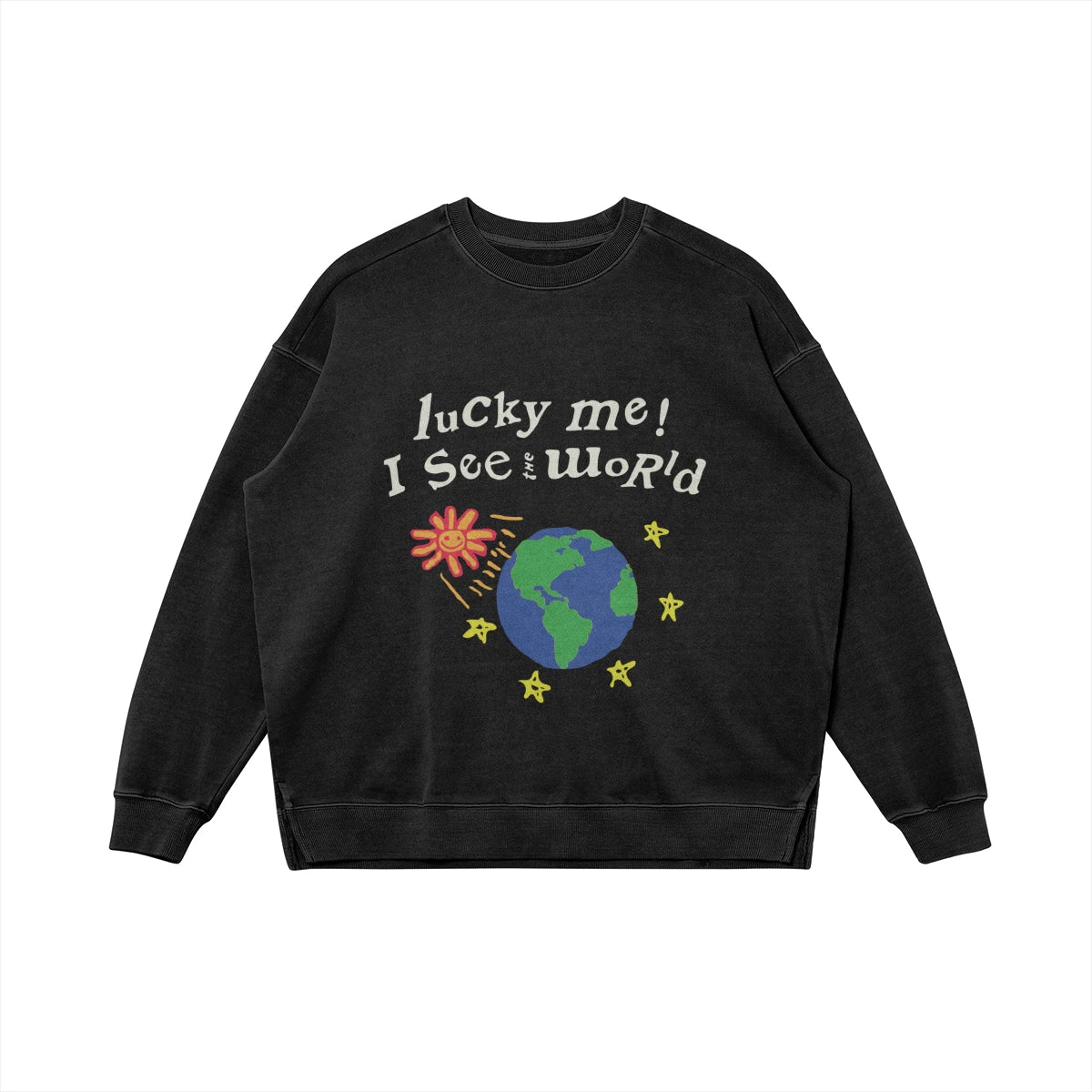 Lucky Me I See the World Graphic Hoodie - Streetwear Style