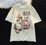 Retro Kitty Cat Pure T-Shirt Short Sleeve Loose Female