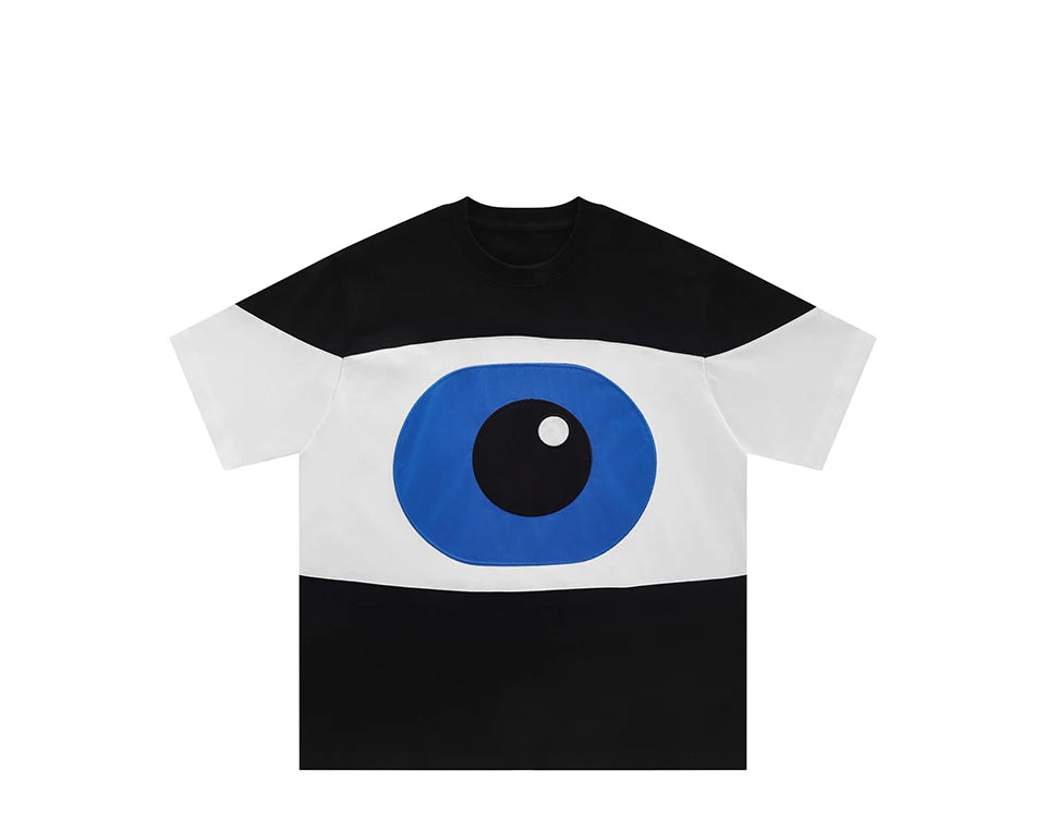 Men Big Eye Graphic Tee Oversize Letter Print Shirt