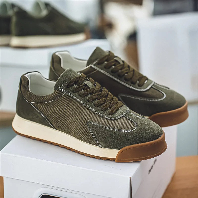 Vintage Suede Sneakers Man Green Breathable Original Men's Sneakers Fashion Platform