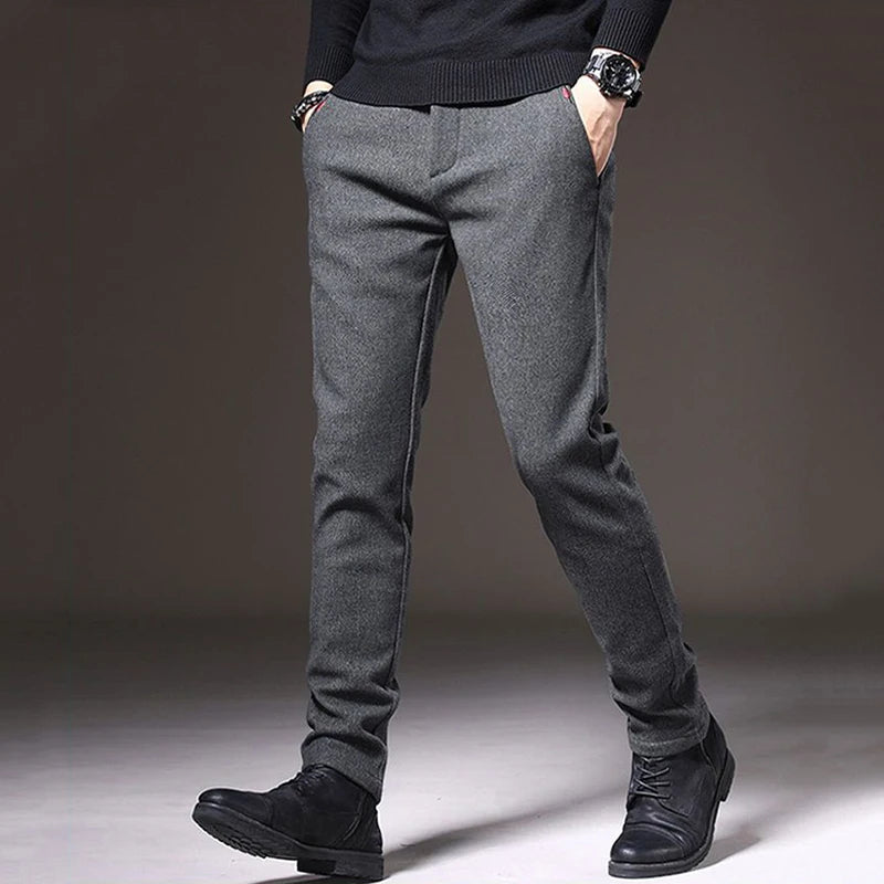 Autumn Winter Straight Leg Long Daily Pants Thicken Casual