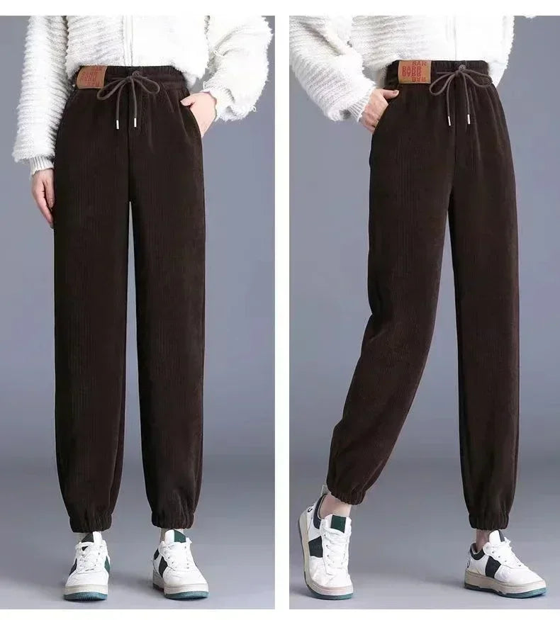 2024 Winter Thickened and Padded Corduroy Pants Women