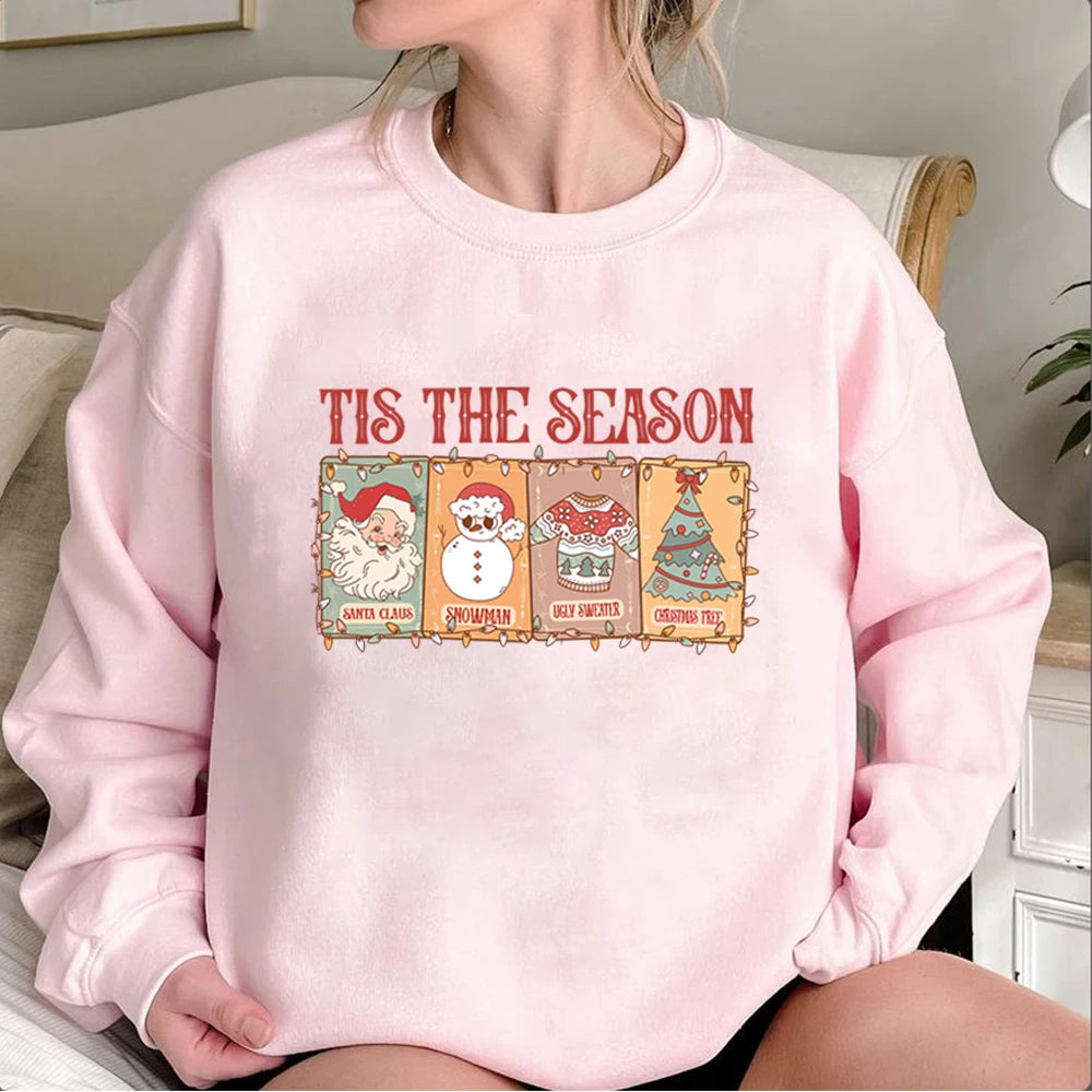 Retro Tis The Season Sweatshirt Tarot Vintage Santa Claus Aesthetic