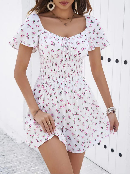 Floral Chiffon Night Dress With Ruffles