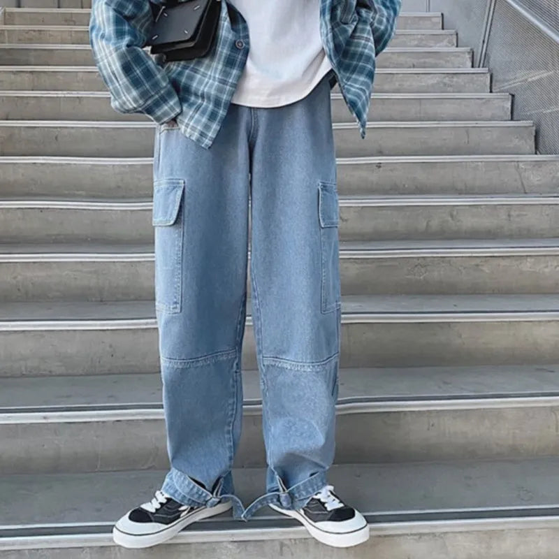 2024 Autumn Loose Straight Baggy Men's Jeans hip hop Streetwear