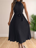 Women's 2024 Sleeveless Halter Neck Pleated