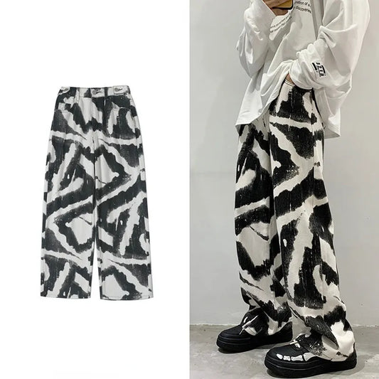 Streetwear Y2k Baggy Jeans Pants Men Wide Leg Oversize Pants Fashion Tie-dye