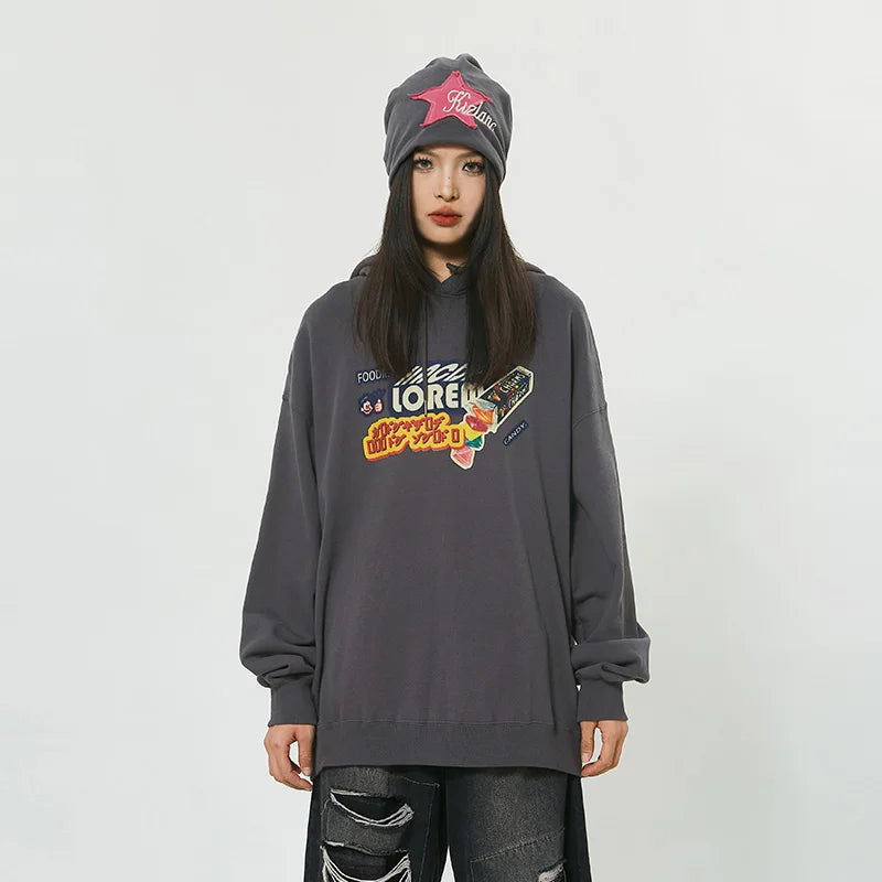 Women Funny Candy Print Hoodie Oversize Harajuku