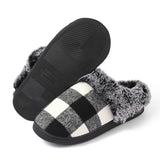 Plaid Thicken Plush Fur Slippers Women 2024 Winter