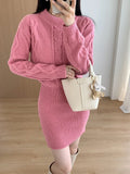 Ribbed Knit Bating Sleeve Fake Two Piece 2024 Winter