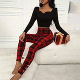 Women Christmas Pajama Pants Winter Plaid