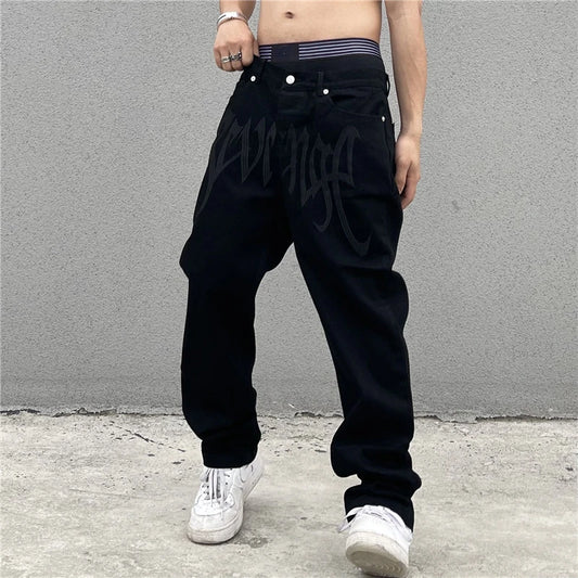 Baggy Jeans Streetwear Retro Letter Pants Straight Hip-hop Y2K Loose