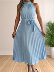 Women's 2024 Sleeveless Halter Neck Pleated