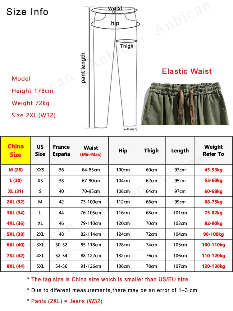 Streetwear Washed Casual Baggy Pants Loose Trousers Male