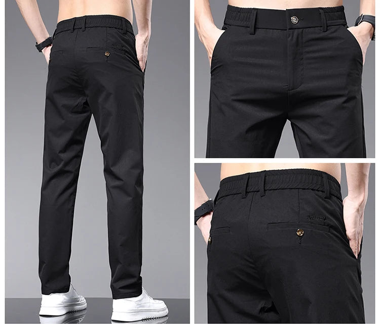 Men's Korean Style Ice Silk Office Casual Slim Fit Pants