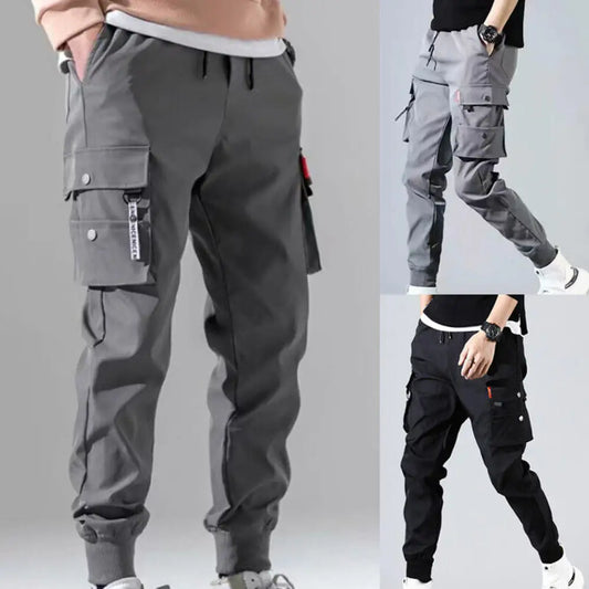 Cargo Pants Multi Pocket Drawstring Outdoor Man Sweatpants Male Hip Hop Joggers