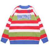 Women Colorful Striped Sweater Autumn Winter Pullover