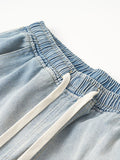 Men's Drawstring Elastic Waist Jeans, Casual Streetwear,