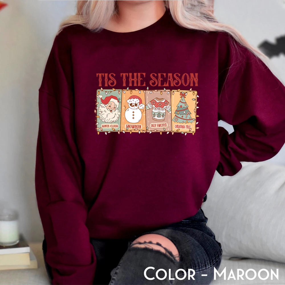 Retro Tis The Season Sweatshirt Tarot Vintage Santa Claus Aesthetic