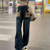 2023 Retro High Waist Washable Perforated Straight Slender Loose Leg Floor