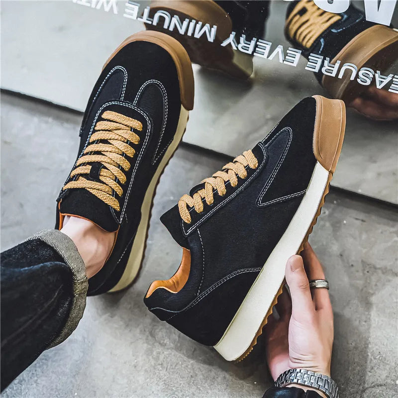 Vintage Suede Sneakers Man Green Breathable Original Men's Sneakers Fashion Platform