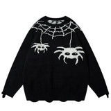 Spider Embroidery Sweater Oversize Pullover Autumn Casual Round Neck