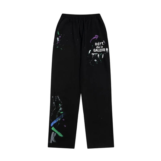 Hand Drawn Letter Print Loose Fit Streetwear Pants