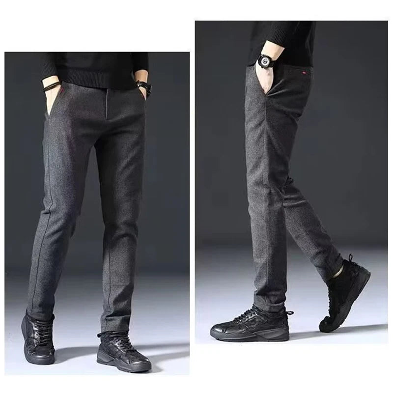 Autumn Winter Straight Leg Long Daily Pants Thicken Casual