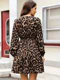 Autumn Winter Women Elegant Leopard Vintage