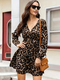 Autumn Winter Women Elegant Leopard Vintage