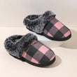 Plaid Thicken Plush Fur Slippers Women 2024 Winter