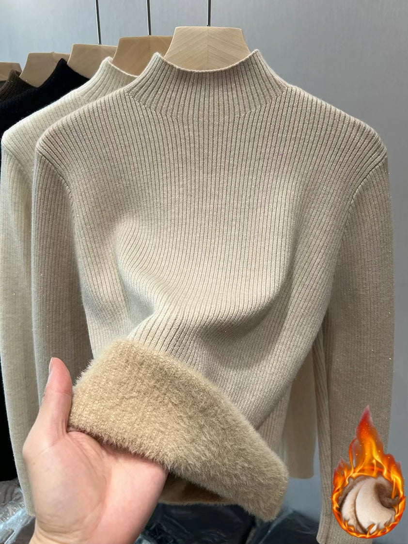 Turtleneck Winter Sweater Women Elegant Thicken