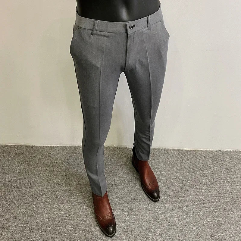 Men Suit Pants 2024 Spring Trousers Stretch Slim Pantalone