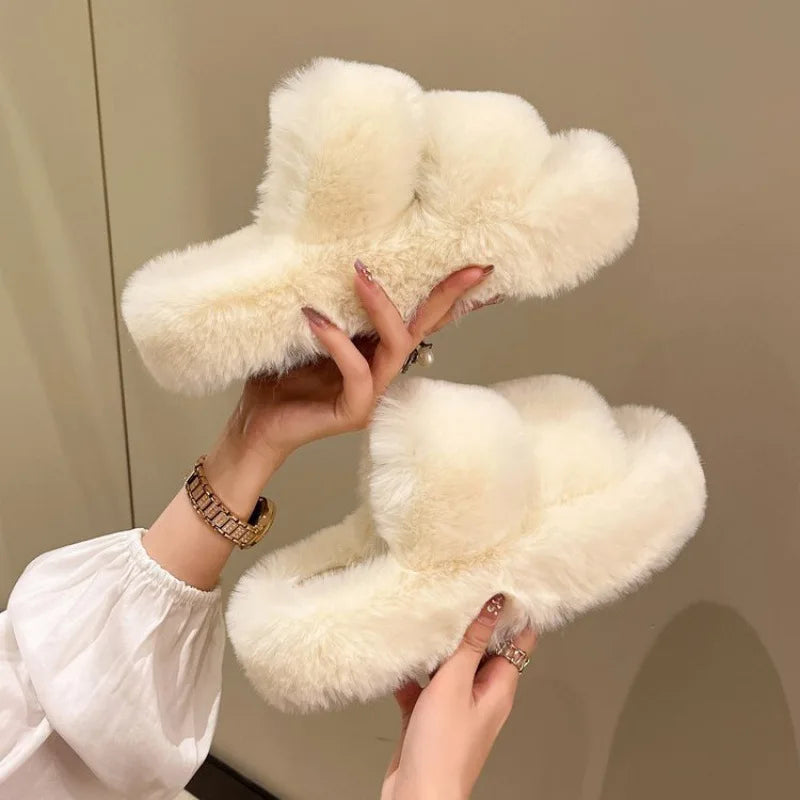 Winter Flat Platform Slippers Women 2024