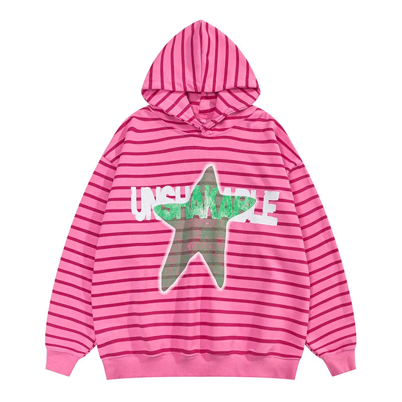 Women Color Striped Hoodie Streetwear Oversize Autumn