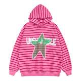 Women Color Striped Hoodie Streetwear Oversize Autumn