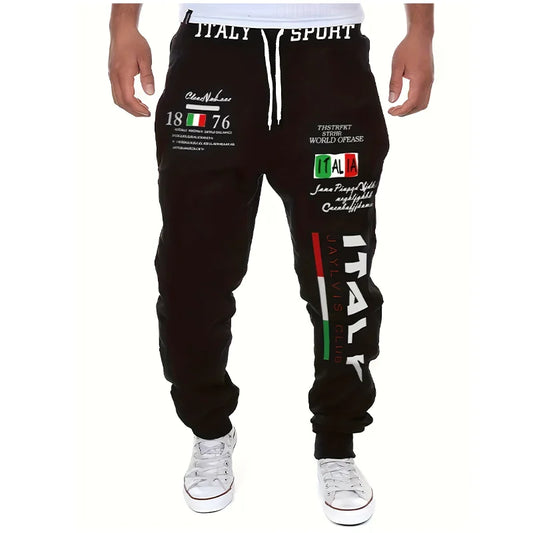 Elevate Your Streetwear with Sleek Italy Print Hip-Hop Joggers