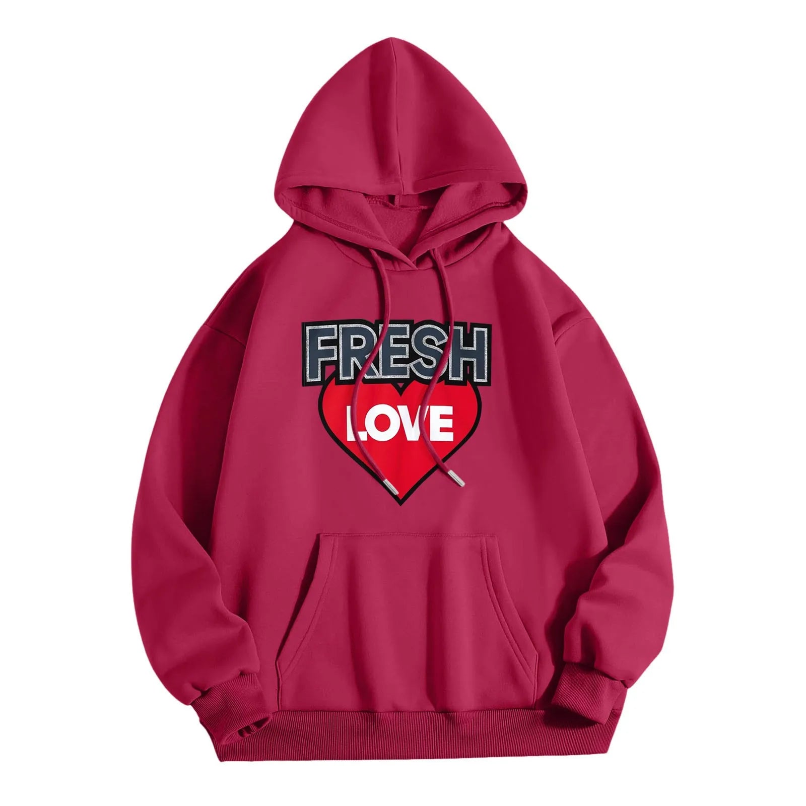 Cute American Y2K  Fresh Love Letter Print Hoodie