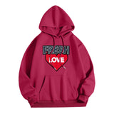 Cute American Y2K  Fresh Love Letter Print Hoodie