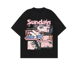 Men Cartoon Print Oversize Tee Cotton Streetwear Top