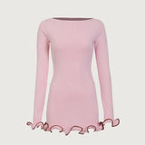 Knitted Mini Dress For Women Elegant Female Party