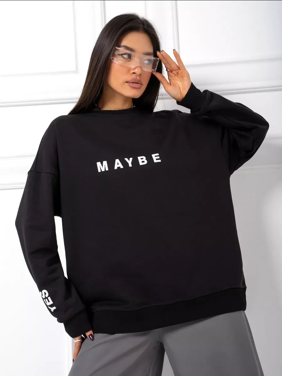 Maybe Yes Or No Letter Printing Sweatshirt