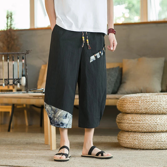 Men's Japanese Cotton Linen Harem Pants