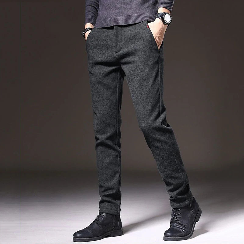 Autumn Winter Straight Leg Long Daily Pants Thicken Casual