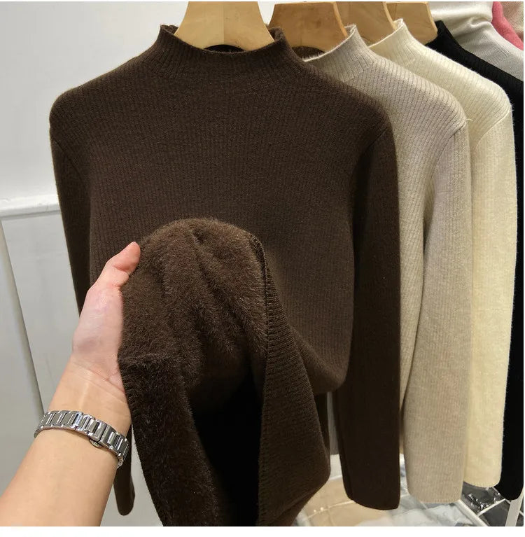 Turtleneck Winter Sweater Women Elegant Thicken