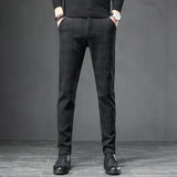 Autumn Men's Brushed Plaid Casual Pants Korean Style