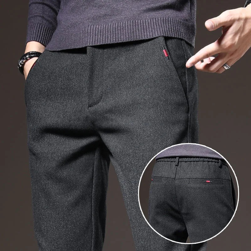 Autumn Winter Straight Leg Long Daily Pants Thicken Casual